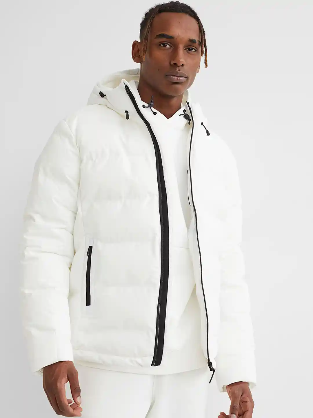 Buy H&M Men White Padded Hooded Jacket Jackets for Men 15993146