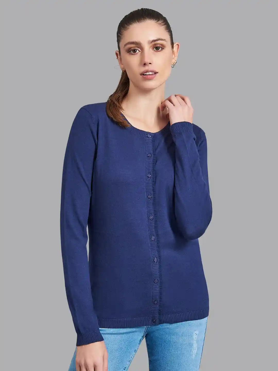 Buy Beverly Hills Polo Club Women Navy Blue Cotton Cardigan