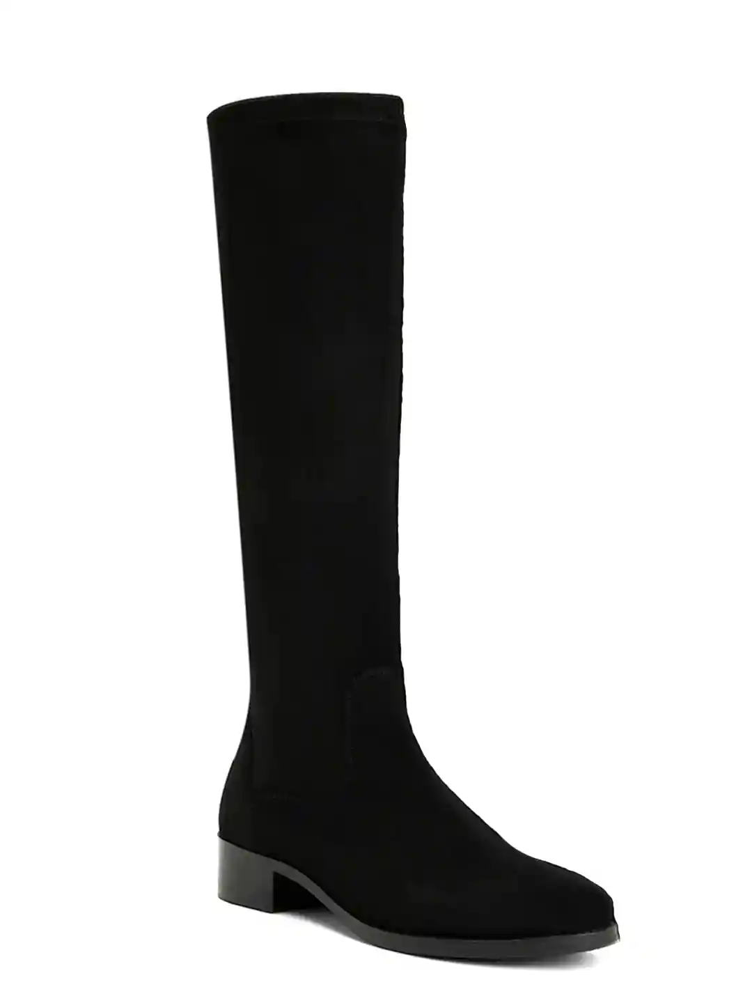Buy SaintG Women Black Stretch Suede Leather Knee High Boots