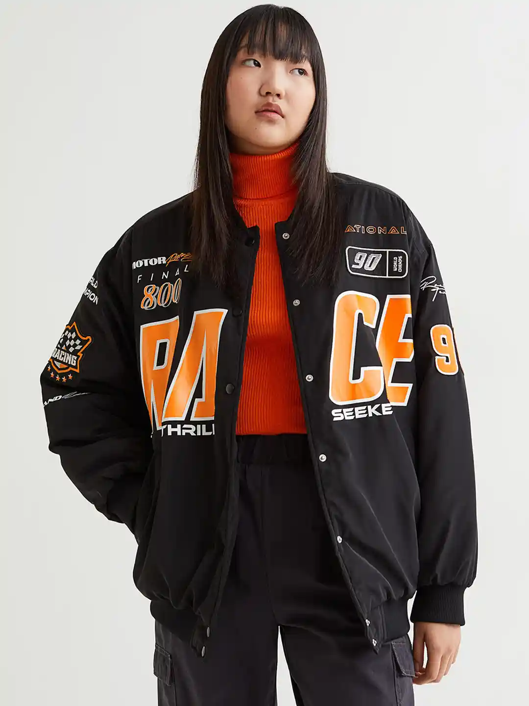 Buy H&M Women Black Oversized Bomber Jacket Jackets for Women