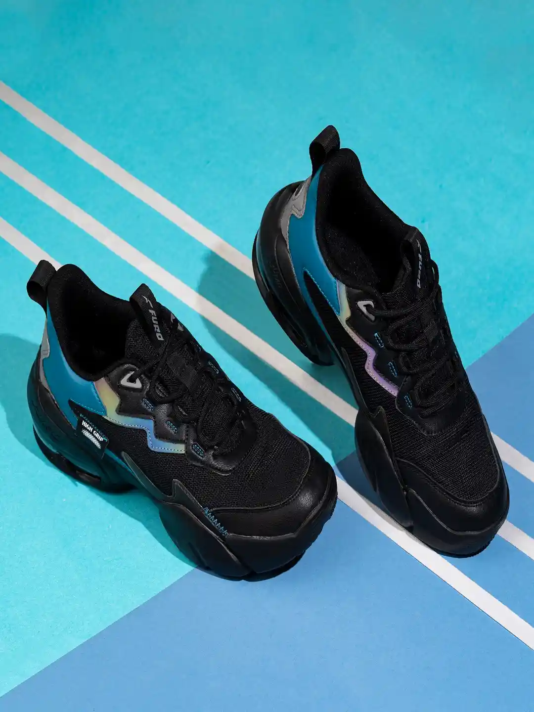 Buy FURO by Red Chief Men Black Mesh Running Non-Marking Shoes