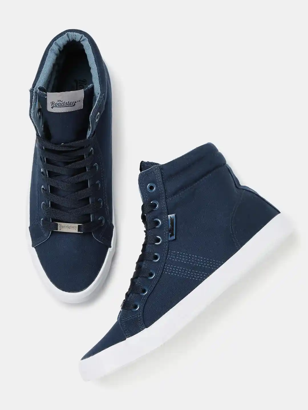 Buy Roadster Men Navy Solid High-Tops Sneakers - Casual Shoes for