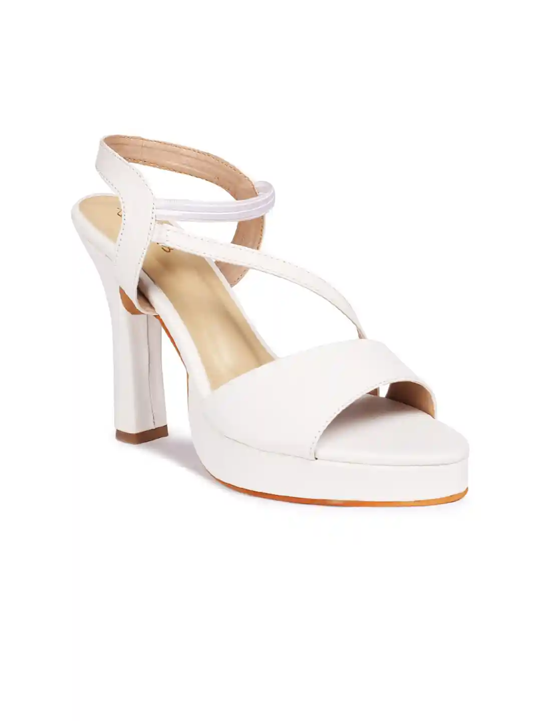 Picktoes Women White Flatform Heels