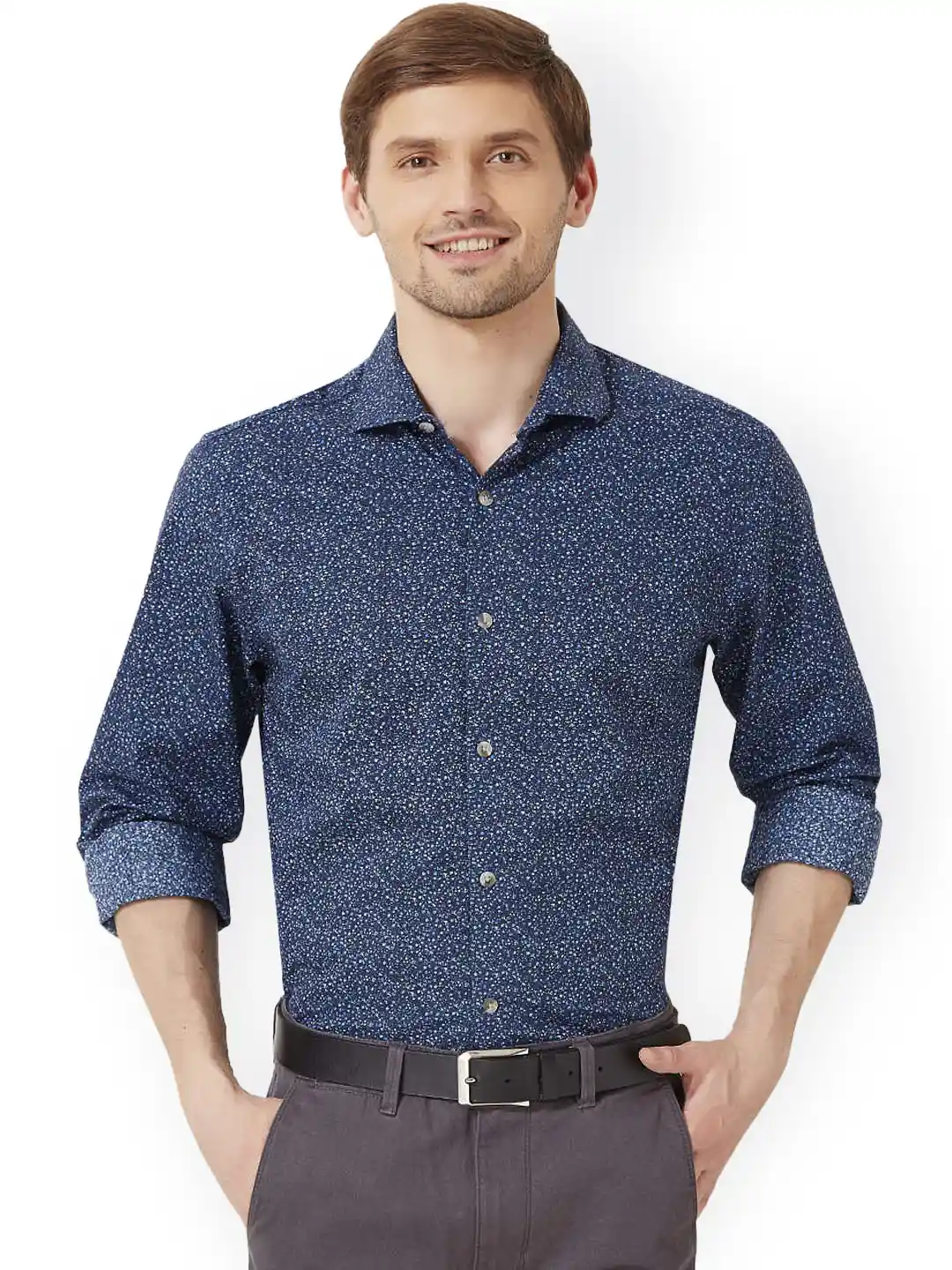 Buy Peter England Navy Floral Print Slim Fit Casual Shirt Shirts