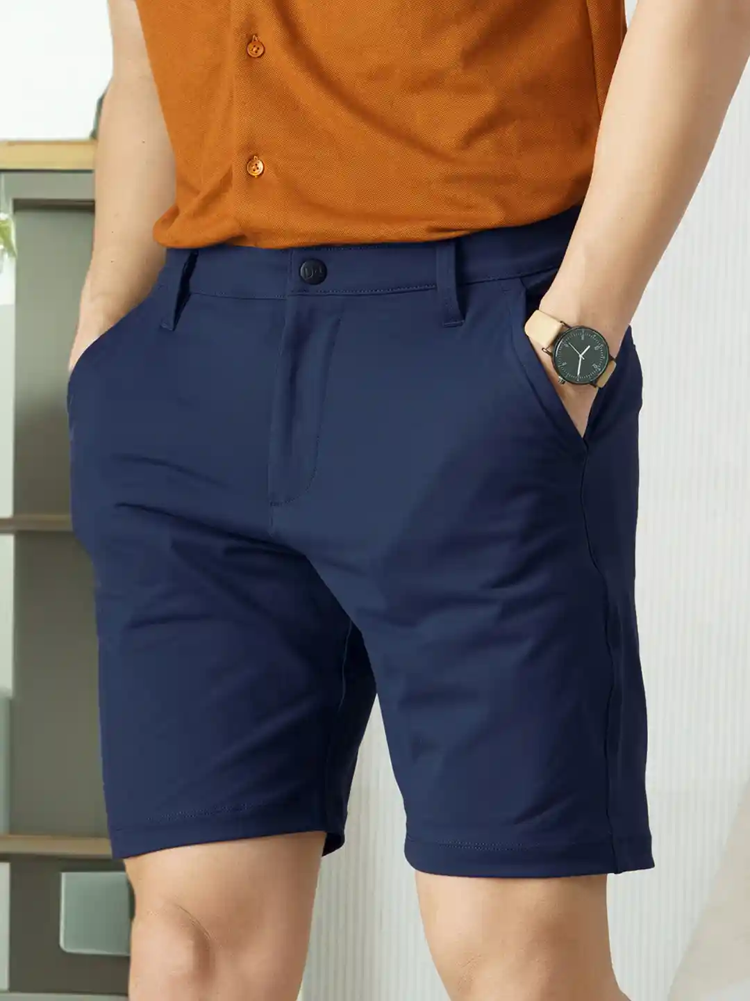 Buy DAMENSCH Men Blue 4way Stretch Chino Shorts Shorts for Men