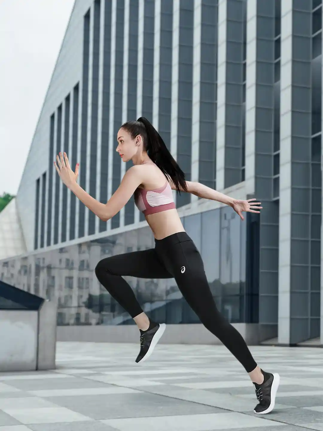 ASICS Women Black Brand Logo Printed Woven Basic Running Tights