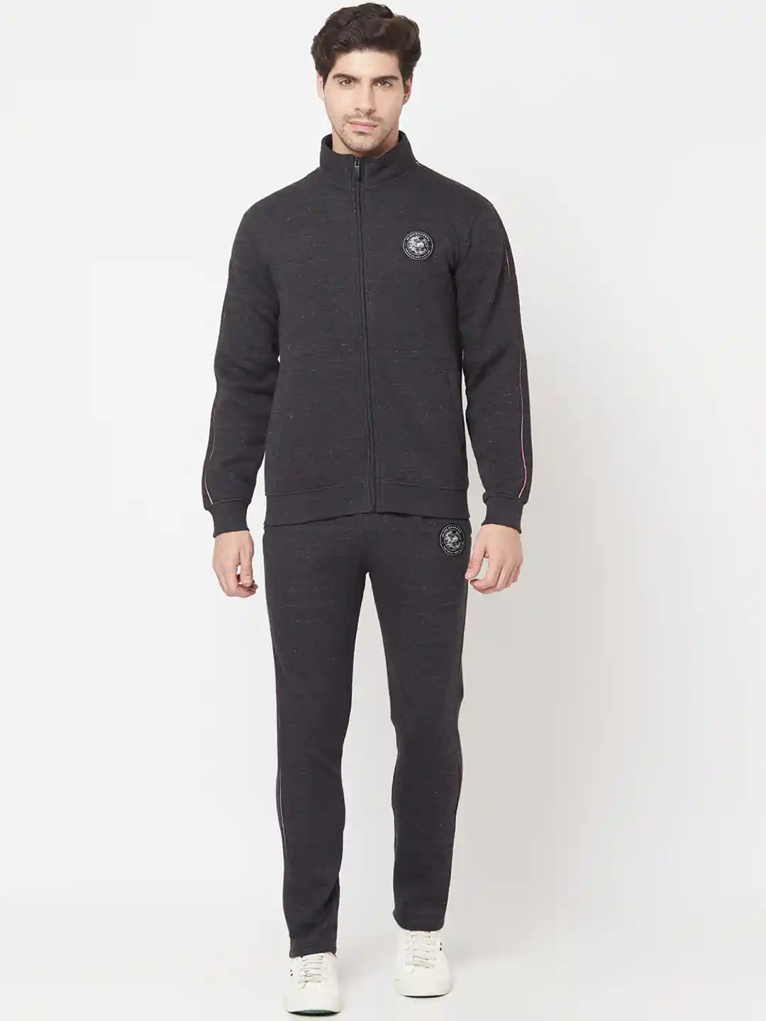 Buy Octave Men Charcoal Grey Solid Cotton Tracksuit Tracksuits