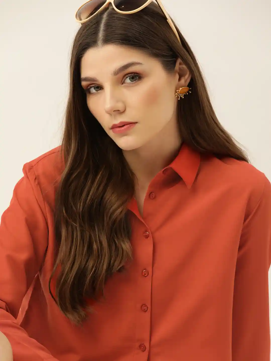 Buy DressBerry Women Orange Boxy Casual Shirt Shirts for Women