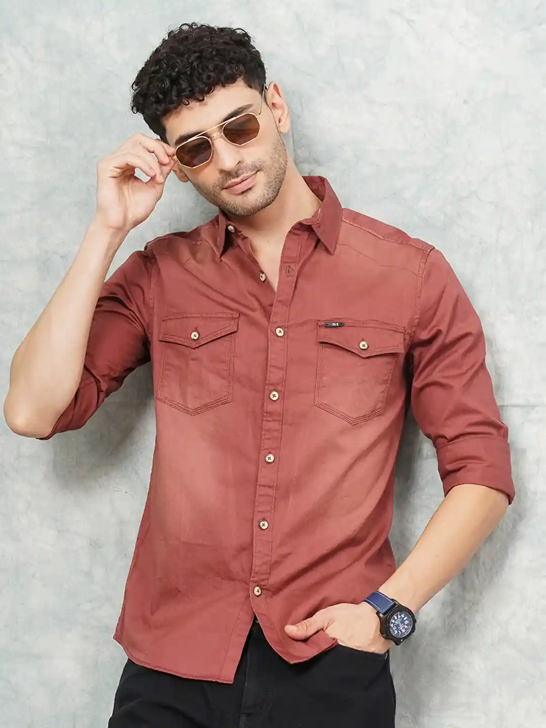Buy The Indian Garage Co Men Red Casual Shirt Shirts for Men