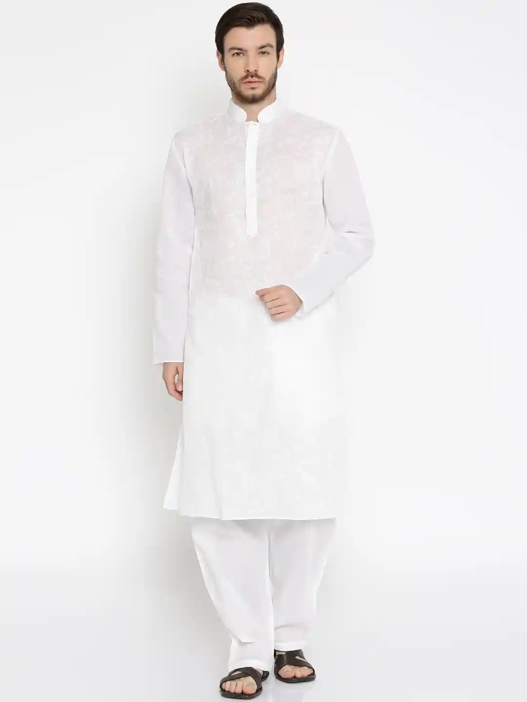 Buy Raymond Ethnix White Embroidered Kurta Pyjama Kurta Sets for