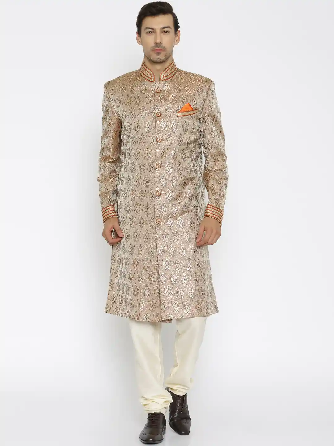 Buy Raymond Ethnix Beige Gold-Toned Sherwani Sherwani for Men