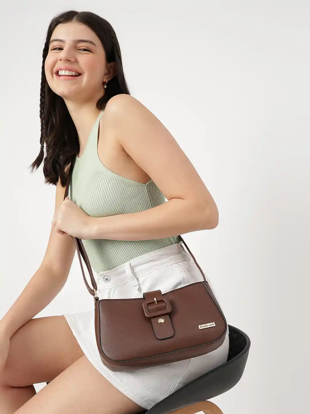 Buy Fastrack Brown Solid Sling Bag Handbags for Women 16205118