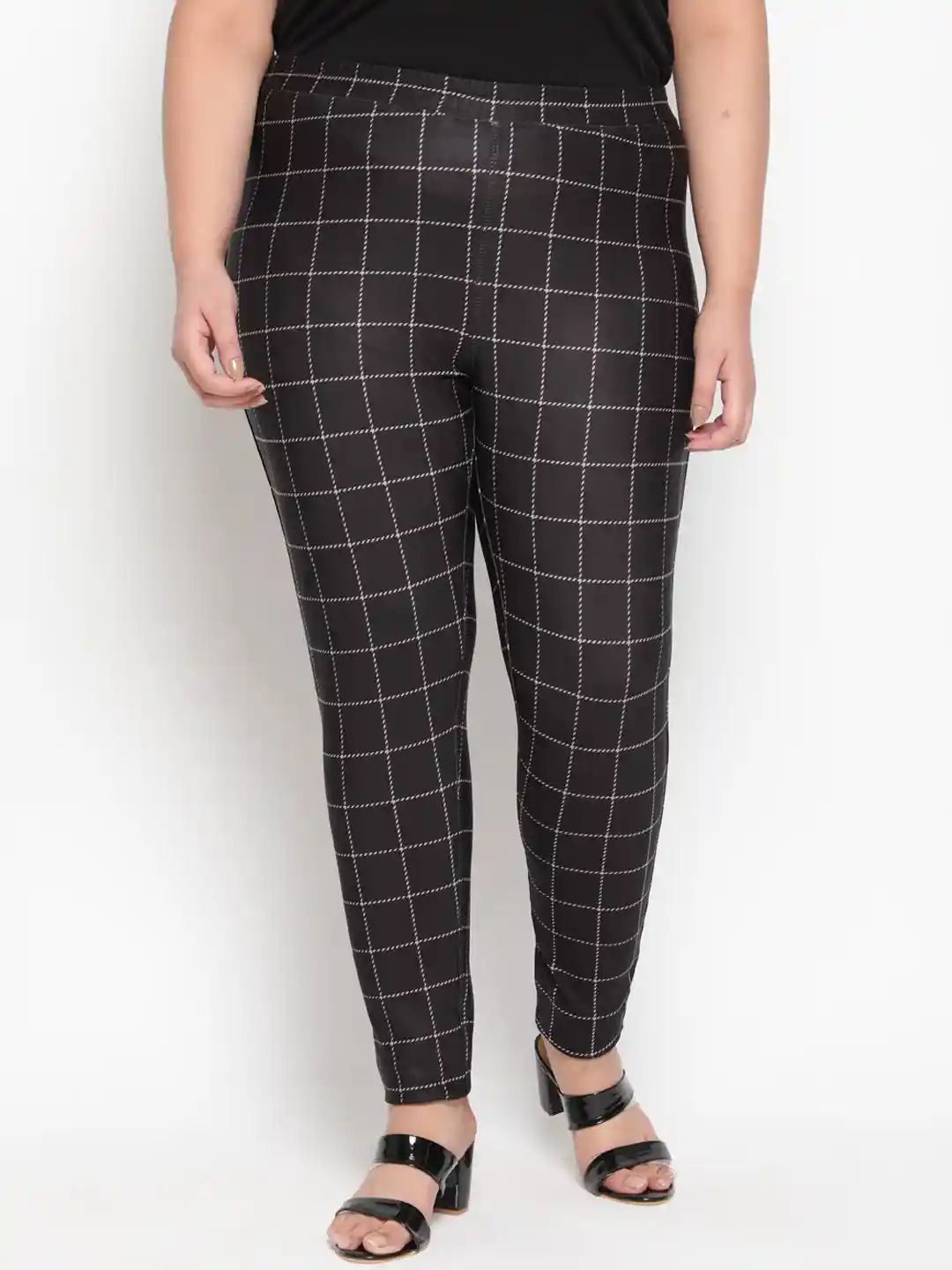 Buy Amydus Women Plus Size Black White Check Warm Fleece Winter