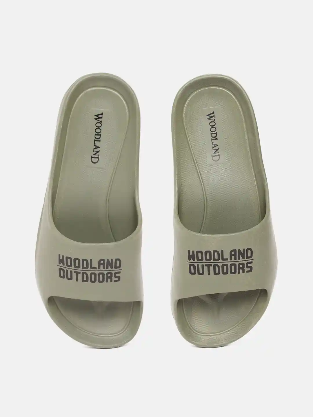 Buy Woodland Men Olive Green Black Brand Logo Print Sliders