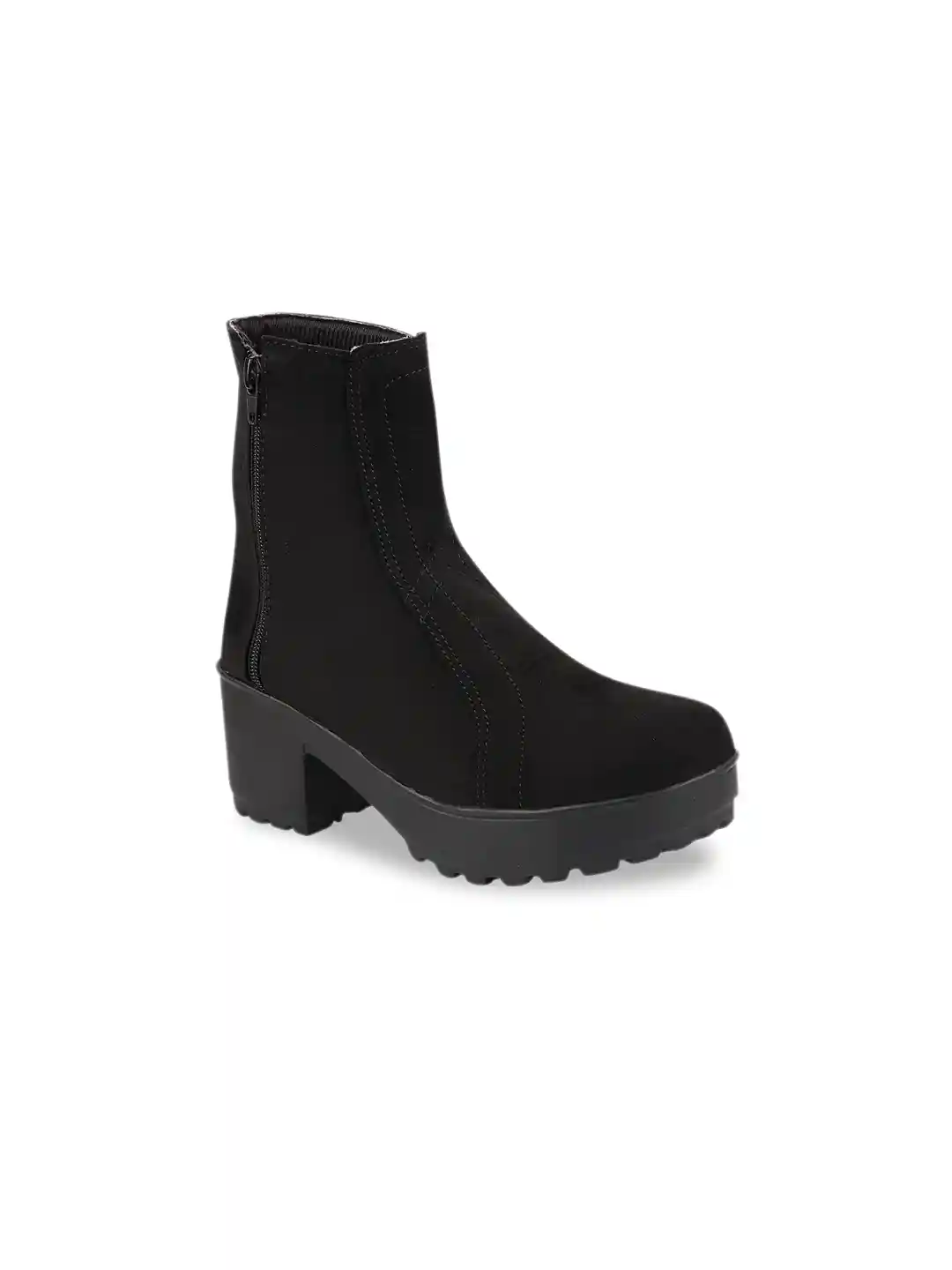 Buy Shoetopia Girls Black Solid Block Heeled Boots Heels for