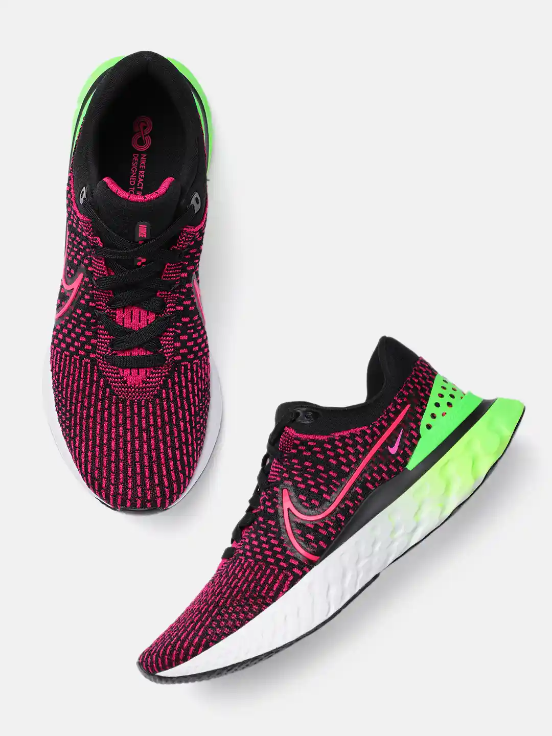 Buy Nike Men Black Fuchsia React Infinity Run Flyknit Road