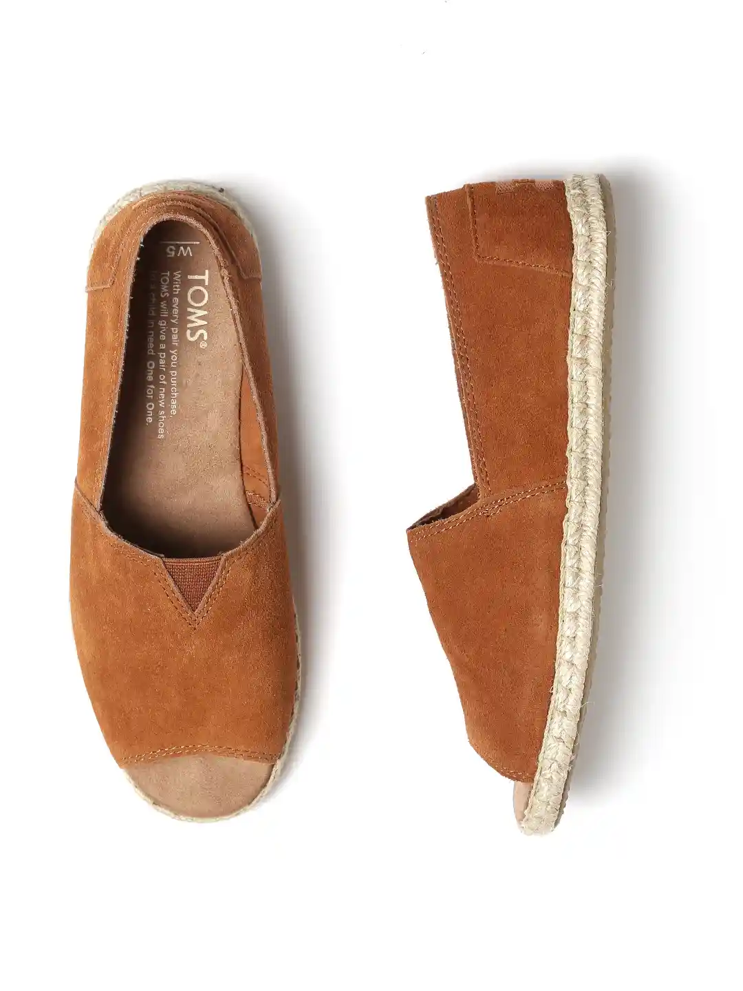 Buy TOMS Women Brown Solid Suede Peep-Toe Flat Shoes Flats for