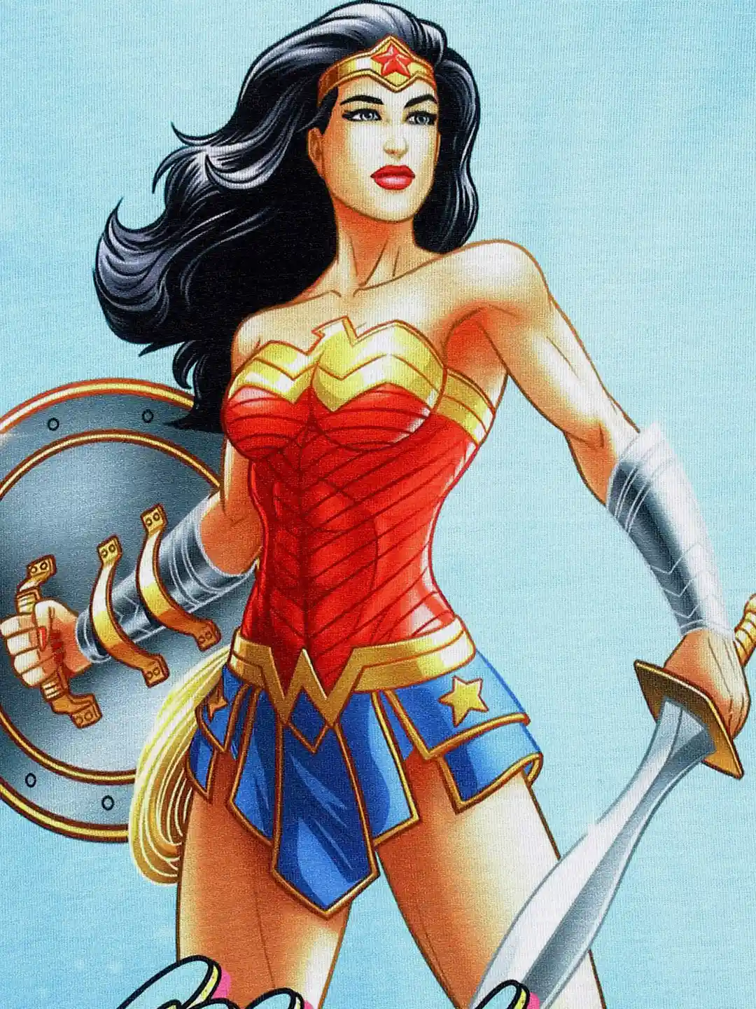 YK Justice League Girls Blue Wonder woman Printed T-shirt Dress