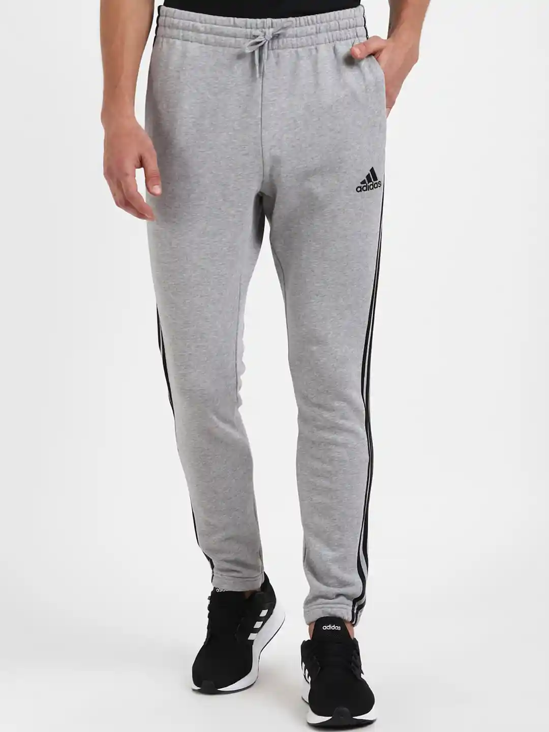 Buy ADIDAS Men Grey Black Cotton Track Pants Track Pants for