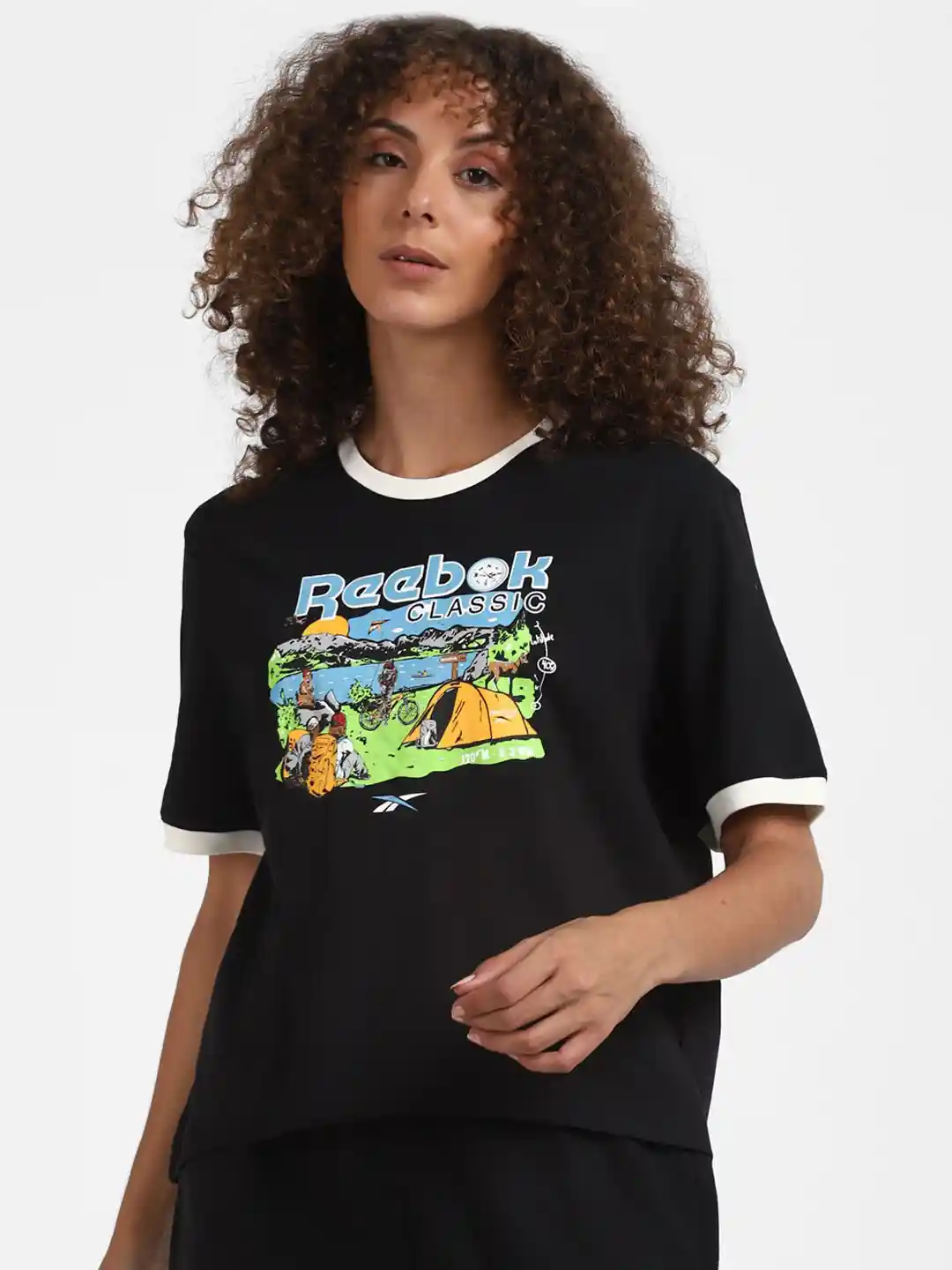 Buy Reebok Classic Women Black Typography Printed T-shirt