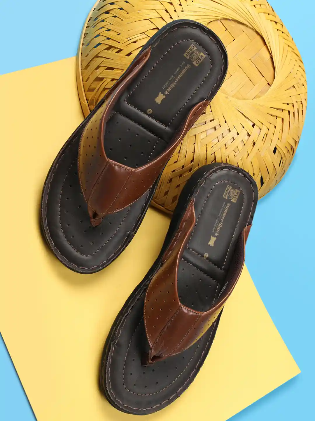 Buy Red Chief Men Brown Black Self Design Room Slippers Flip