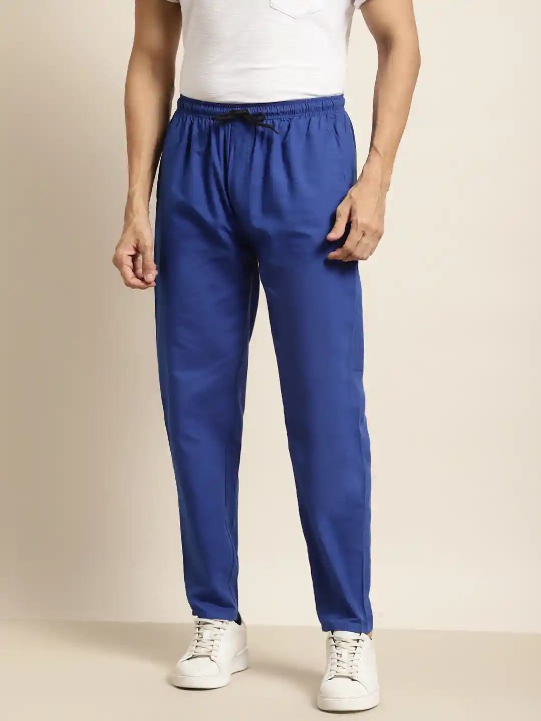 Buy SOJANYA Men Royal Blue Cotton Solid Track Pants Track Pants