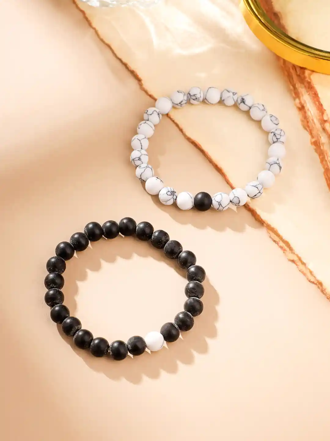 Buy Yellow Chimes Unisex Set of Black White Bracelet Devine