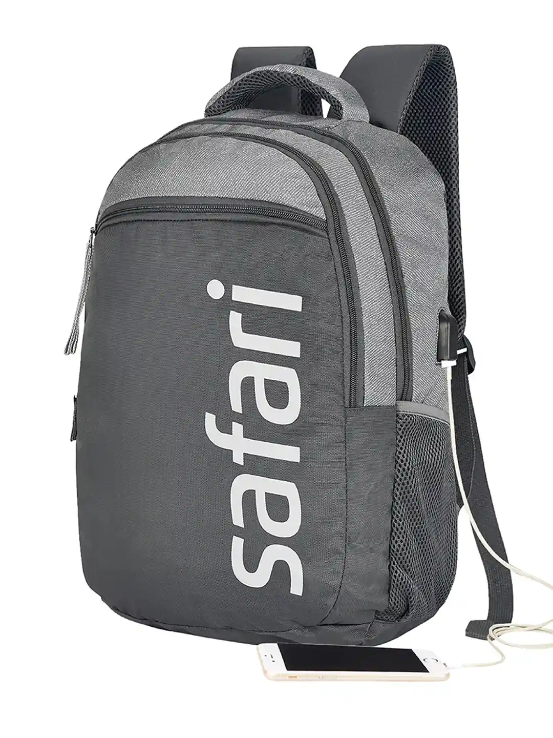 Buy Safari Unisex Grey Blue Brand Logo Backpack Backpacks for