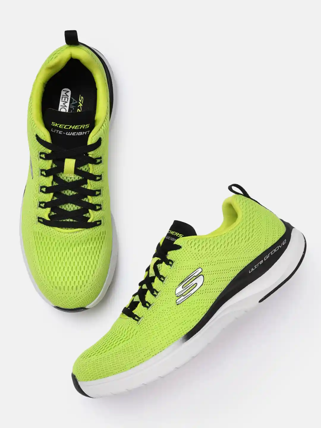 Skechers Men Lime Green Black ULTRA GROOVE TEMPLAR Sneakers