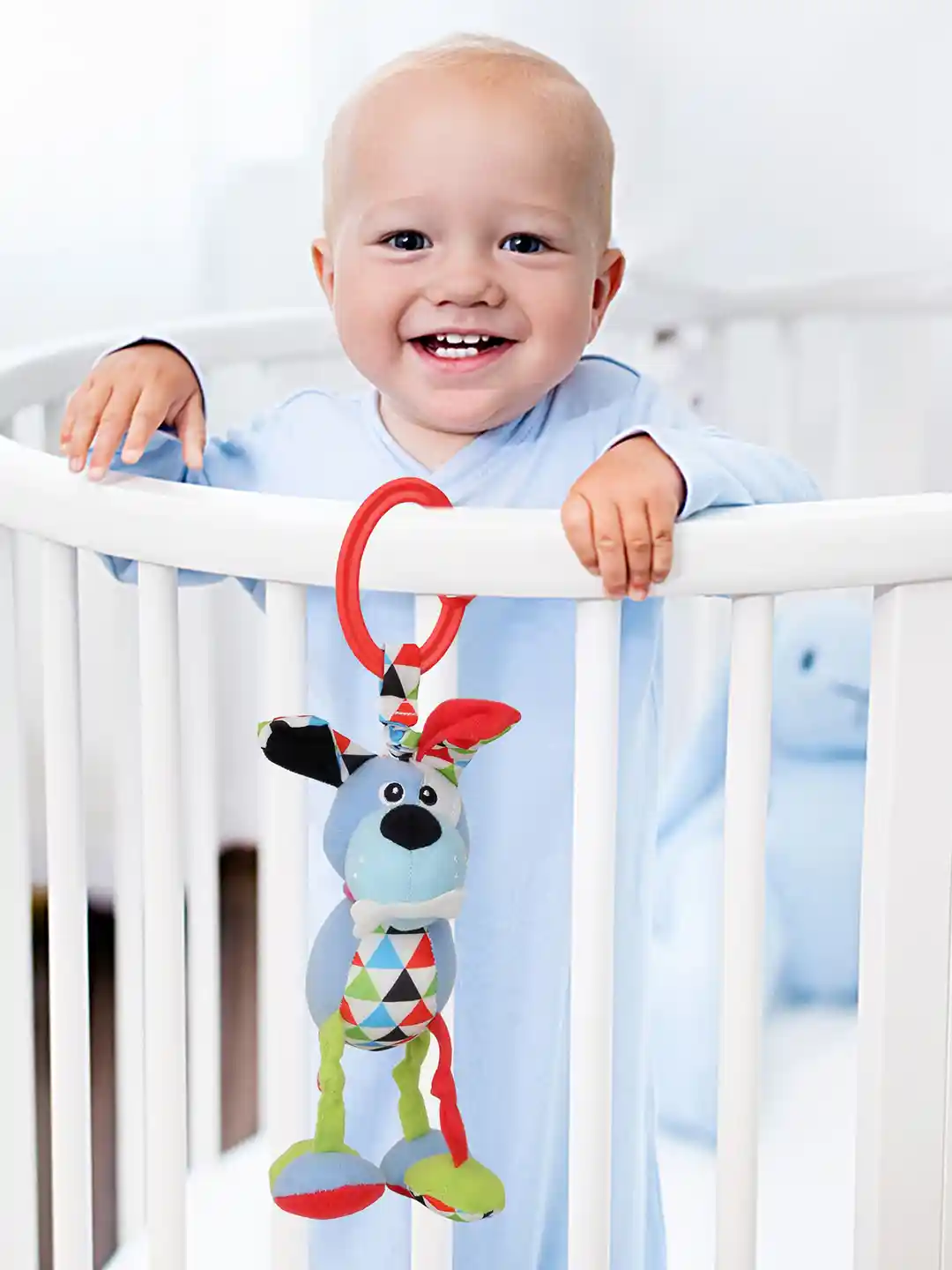 Buy Baby Moo Infant Kids Blue White Puppy Hanging Toy With