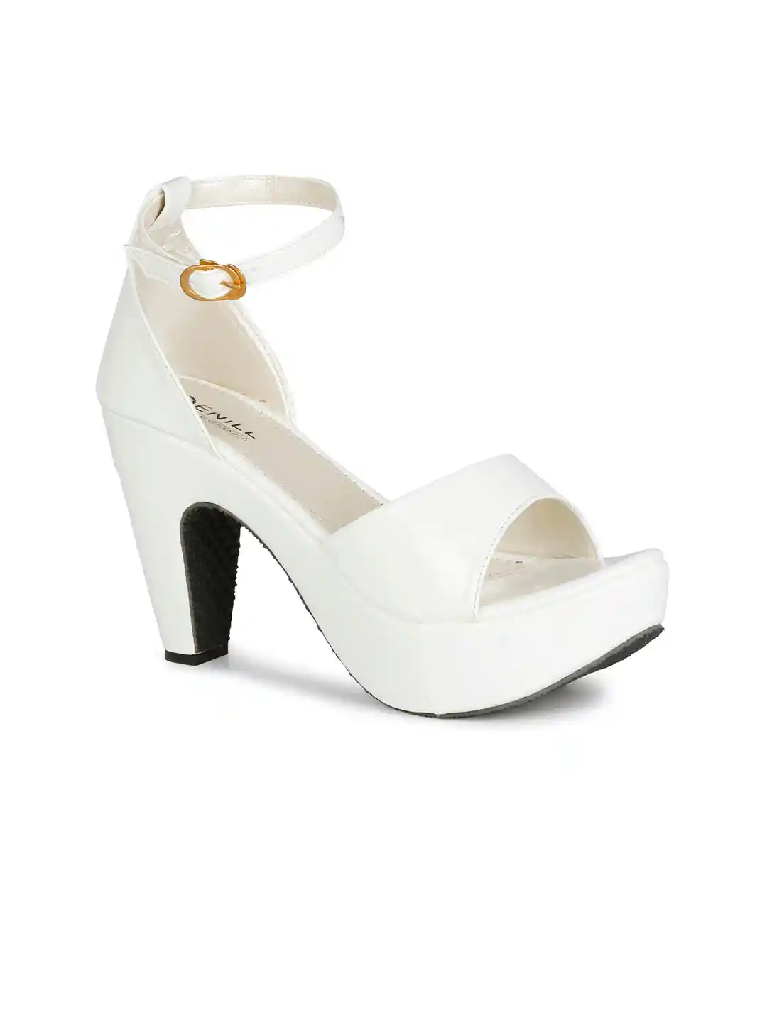 Buy Denill White Platform Sandals with Buckles Heels for Women