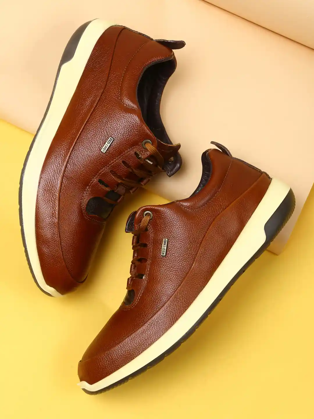 Red Chief Men Brown Solid Regular Leather Sneakers