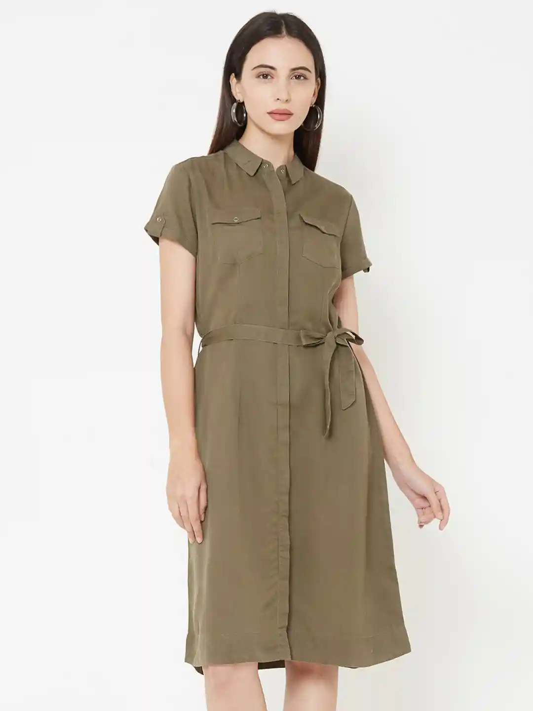 Buy Kraus Jeans Olive Green Denim Shirt Dress Dresses for Women