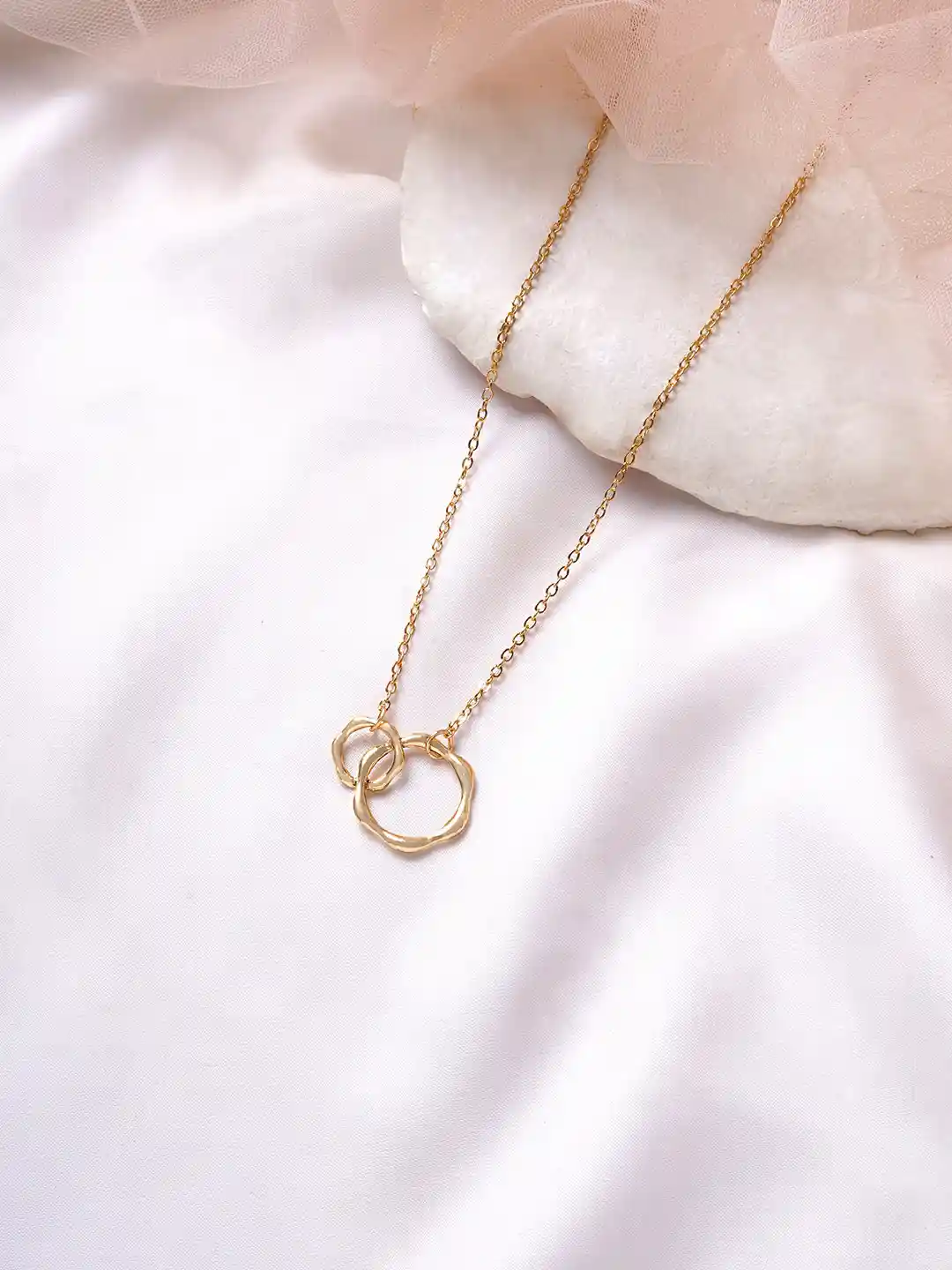 Buy BEWITCHED Gold-Toned Double Ring Charm Pendant With Chain