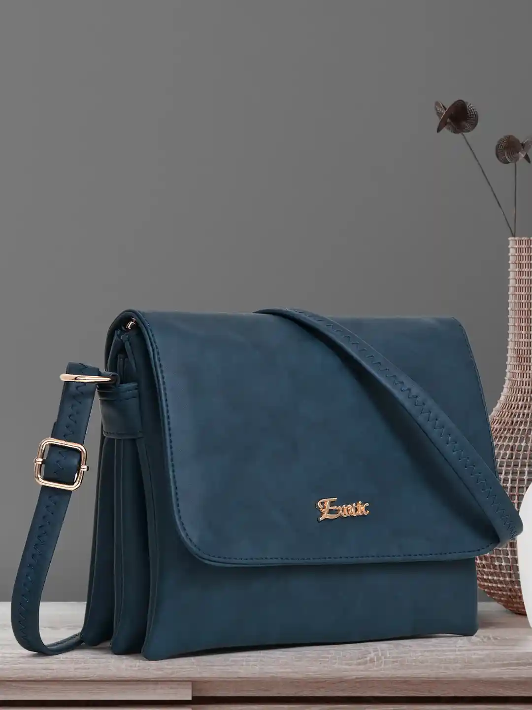 Exotic Blue PU Structured Sling Bag