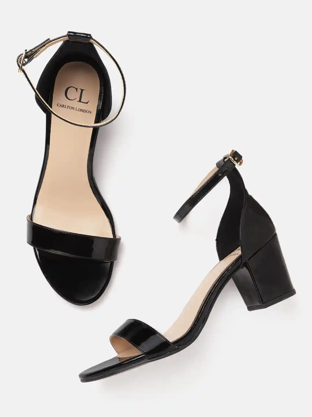 Buy Carlton London Black Glossy Finish Block Heels Heels for