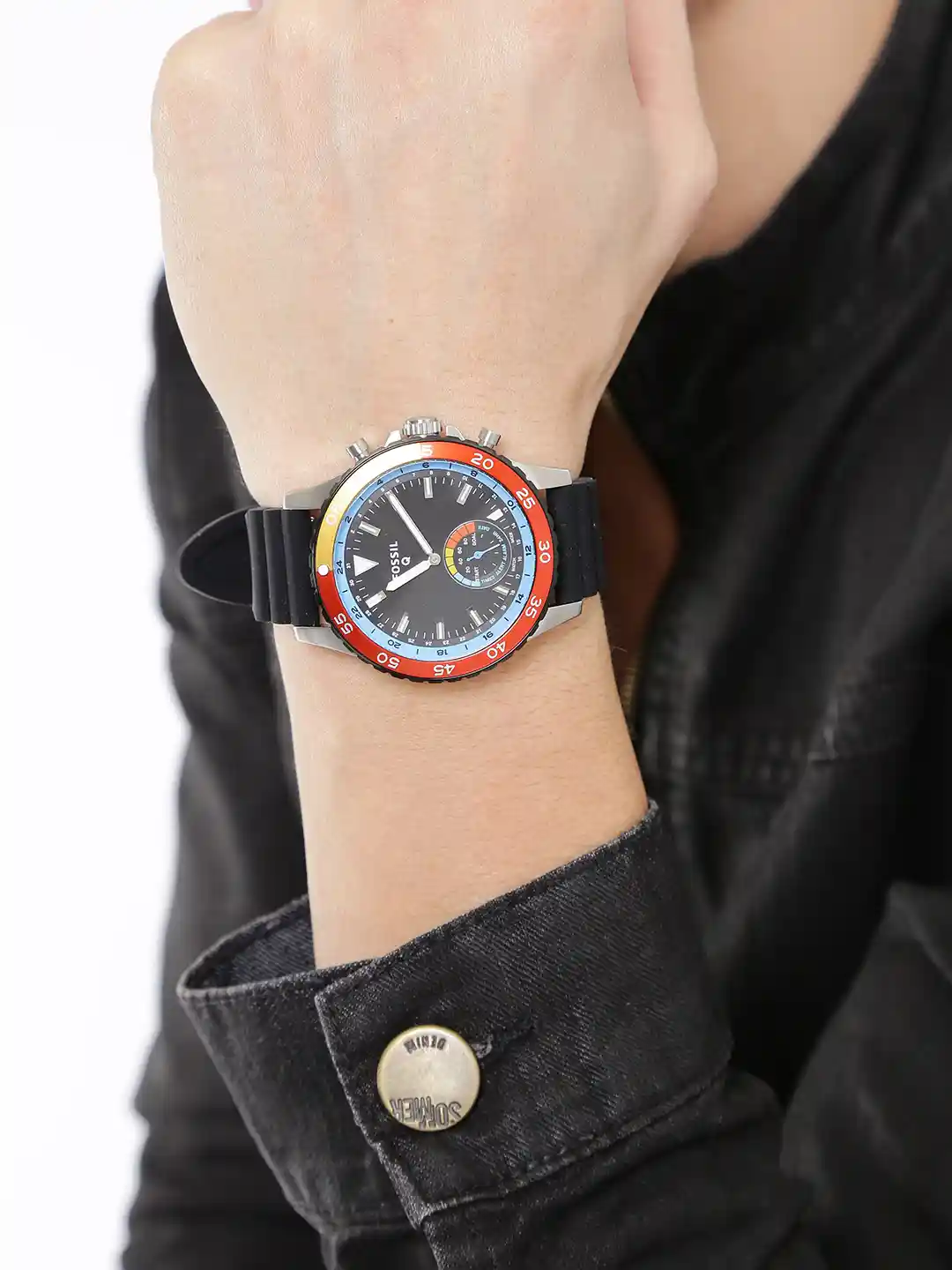 Buy Fossil Men Black Q Crewmaster Hybrid Smart Watch FTW1124