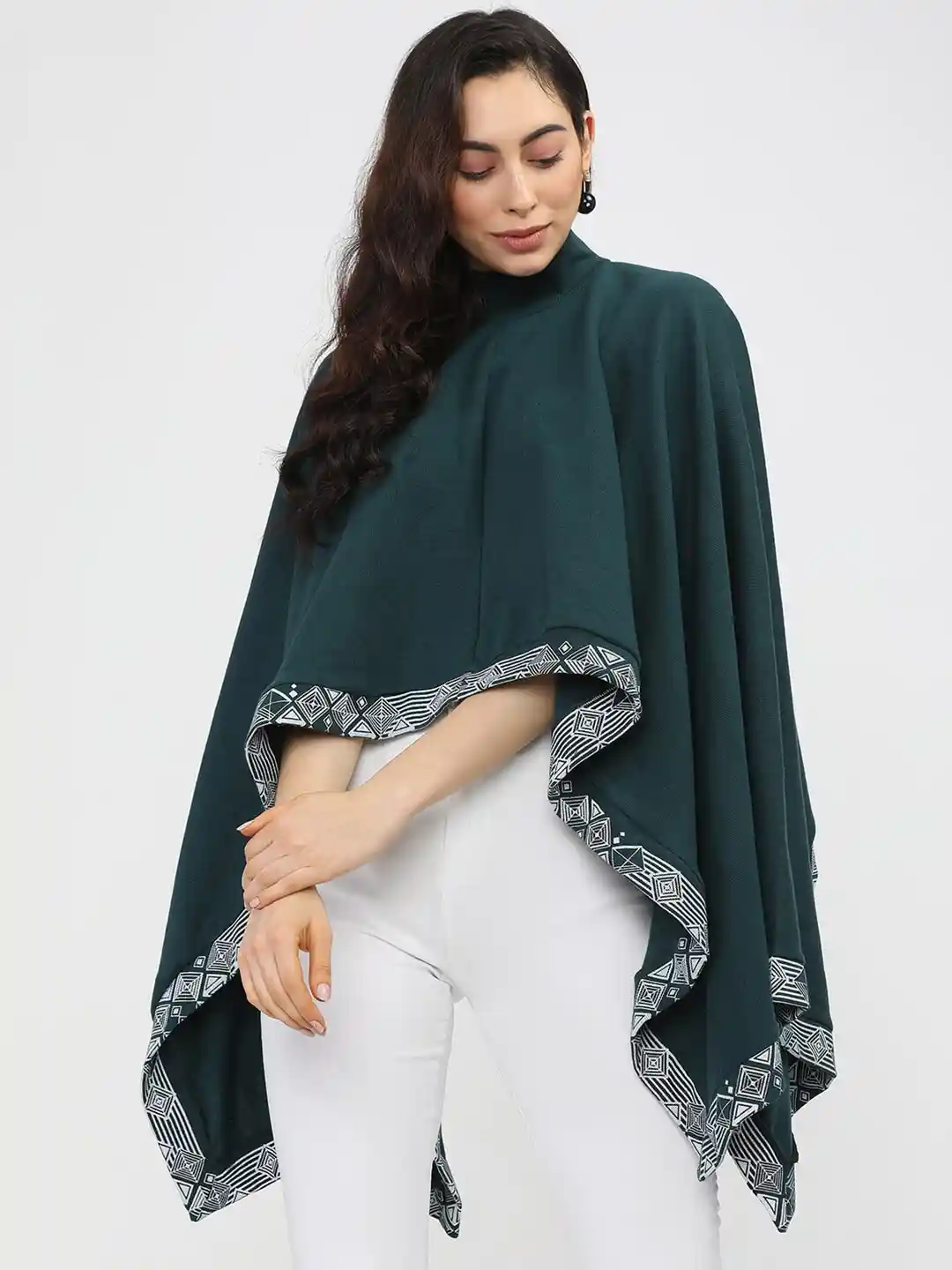 Cape Womens Poncho Wrap Buy Vishudh Woman Green High Neck Poncho