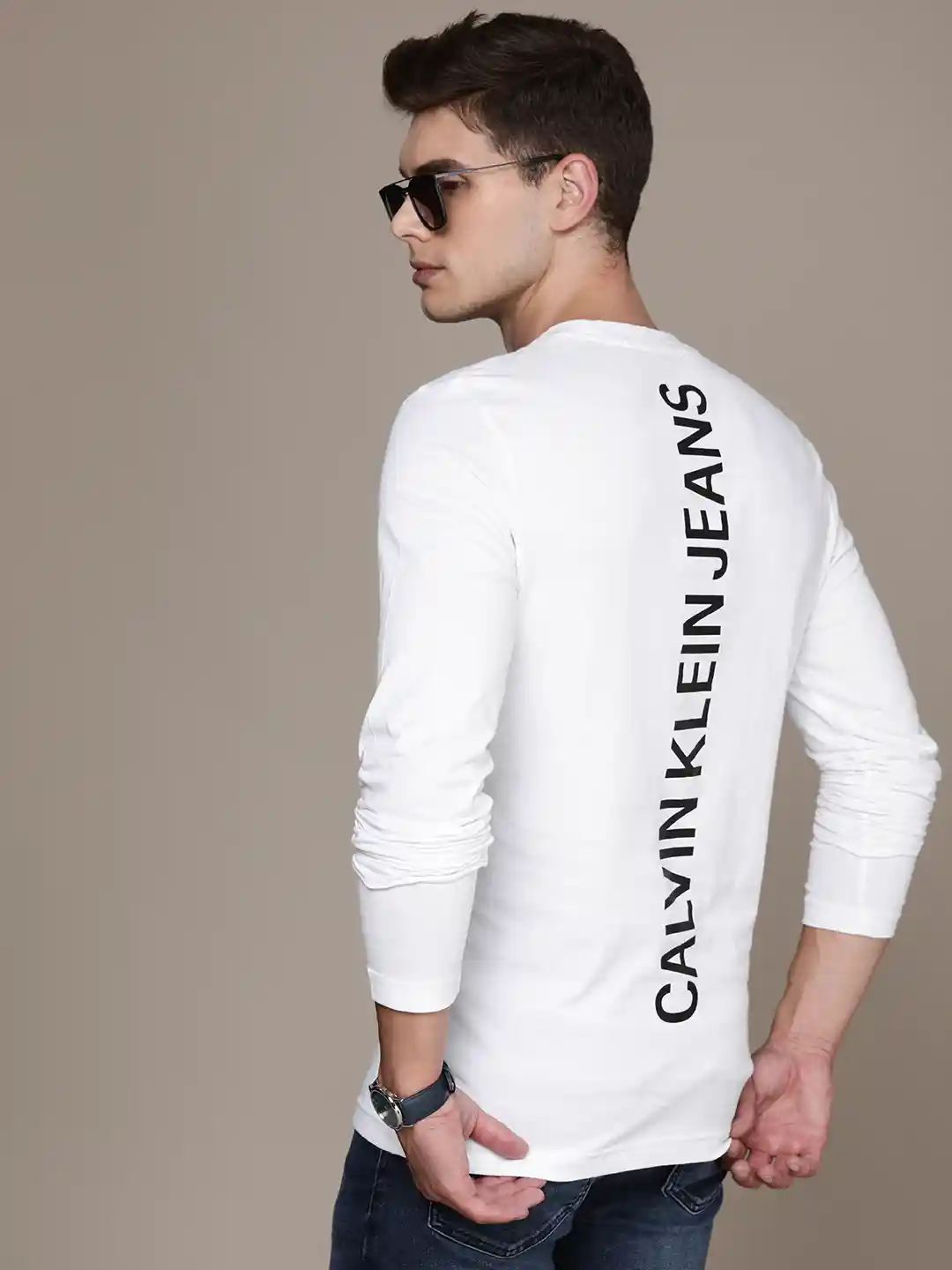 Buy Calvin Klein Jeans Men White Typography Printed Pure Cotton