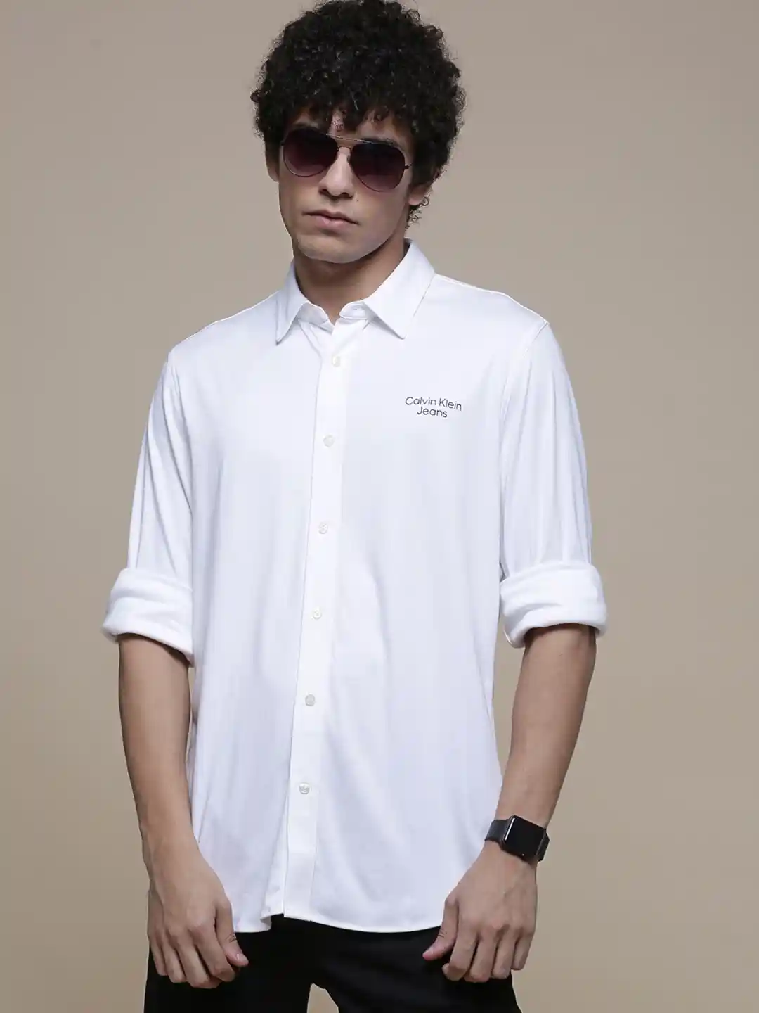 Buy Calvin Klein Jeans Men White Slim Fit Brand Logo Printed