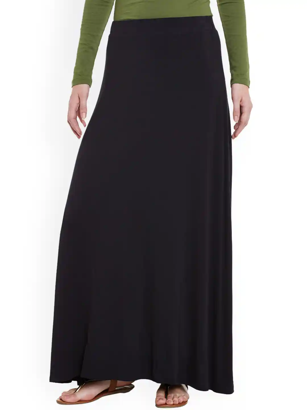 Myntra Long Cotton Jersey Skirt SASSAFRAS Black Midi Wrap Skirt