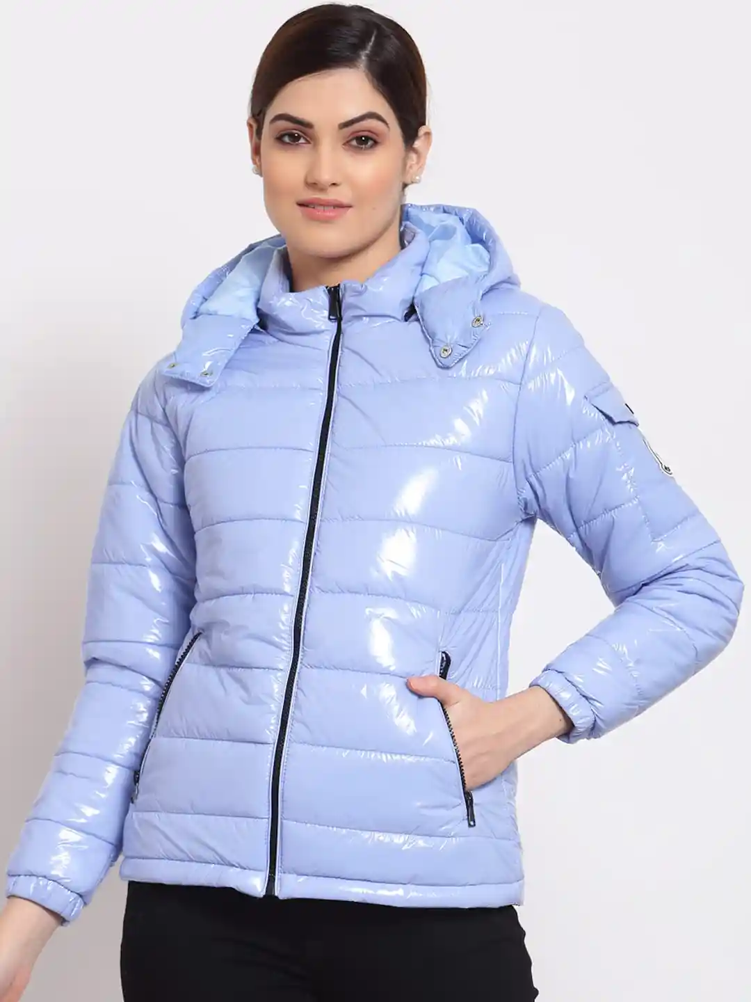 Jacket Mode By Red Tape Men's Polyester Hooded Silver Jacket Redtape