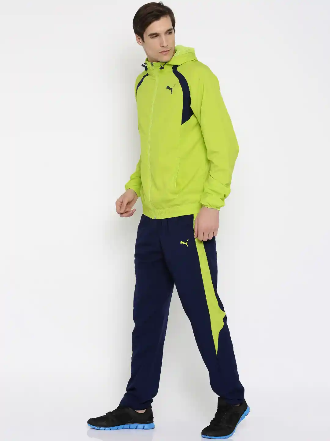 Buy Puma Fluorescent Green Navy Tracksuit Tracksuits for Men