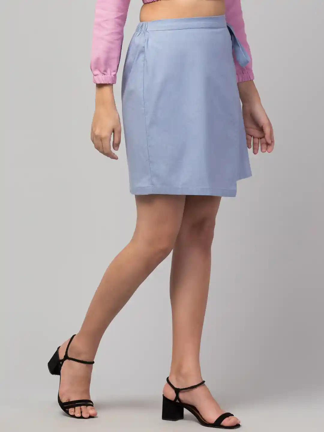 Buy Orchid Blues Women Blue Solid Pure Cotton Above-Knee