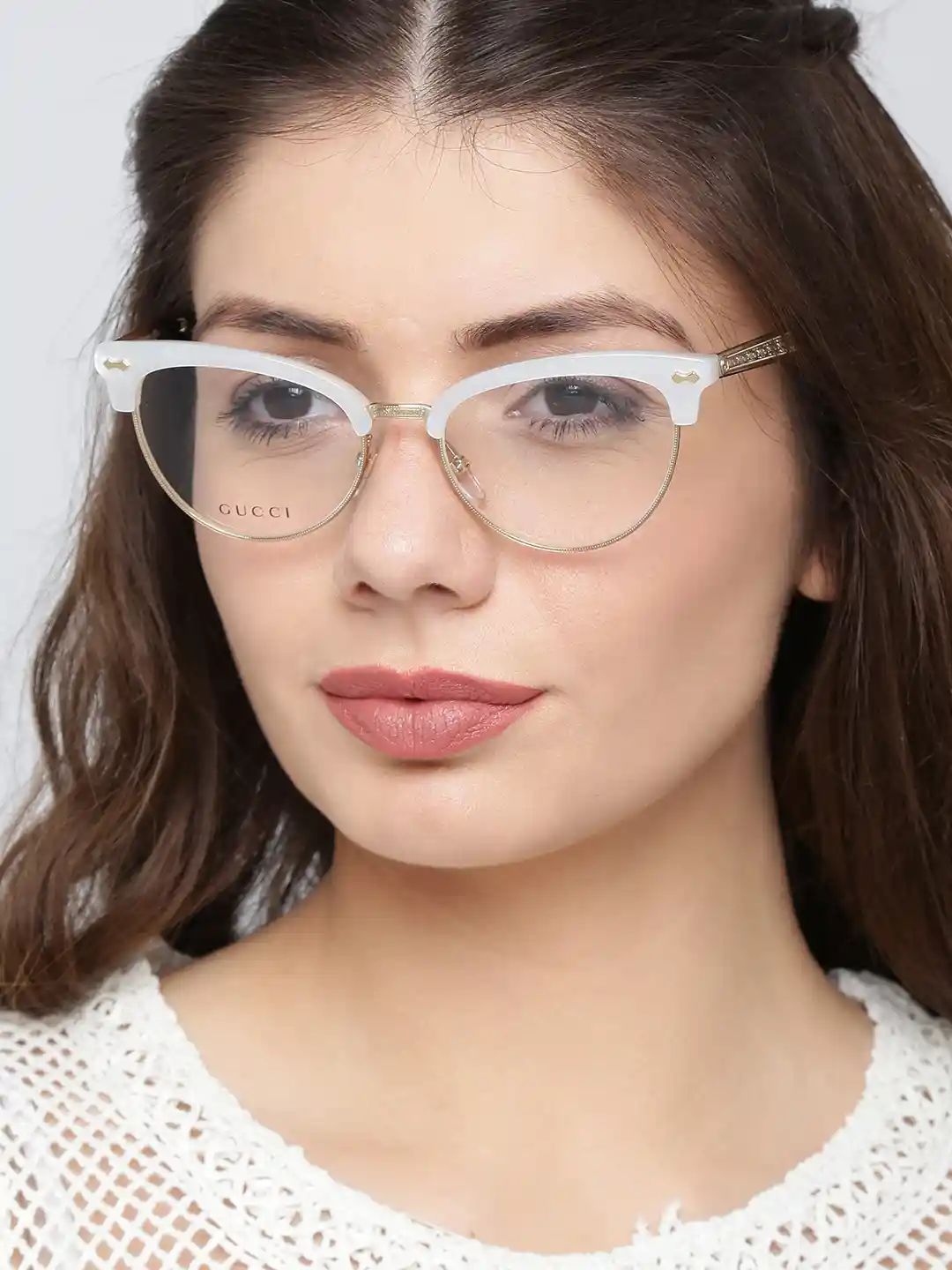 Buy Gucci Women Gold-Toned Off-White Cat Eye Frames GG 4284 U29