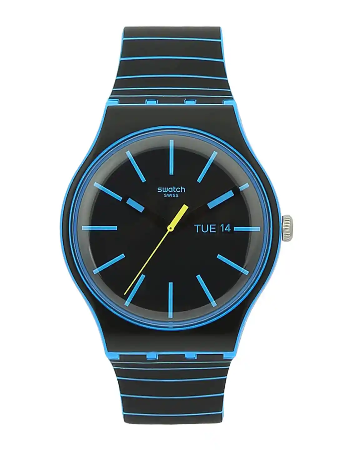 Buy Swatch Unisex Black Dial Black Bracelet Style Straps