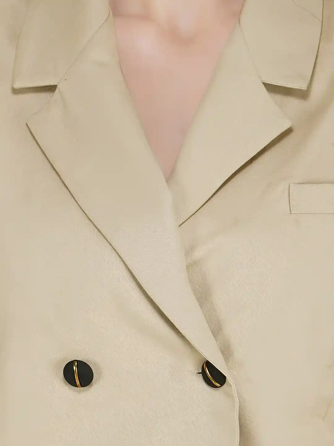 Buy KLAS NOBL Beige Notch Lapel Collar Double Breasted Blazer Wrap