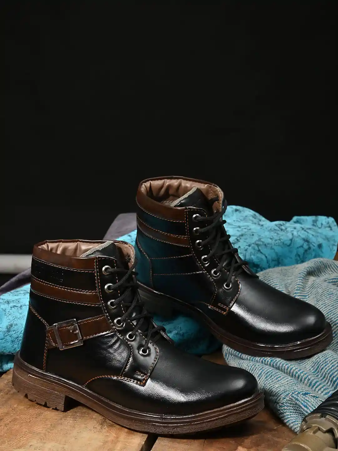 Buy Fashion Victim Men Black Printed Flat Boots Casual Shoes for