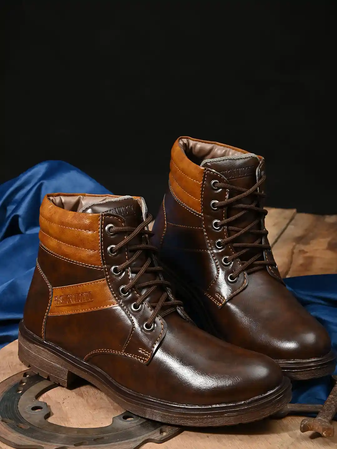 Buy Fashion Victim Men Brown Printed Flat Boots Casual Shoes for