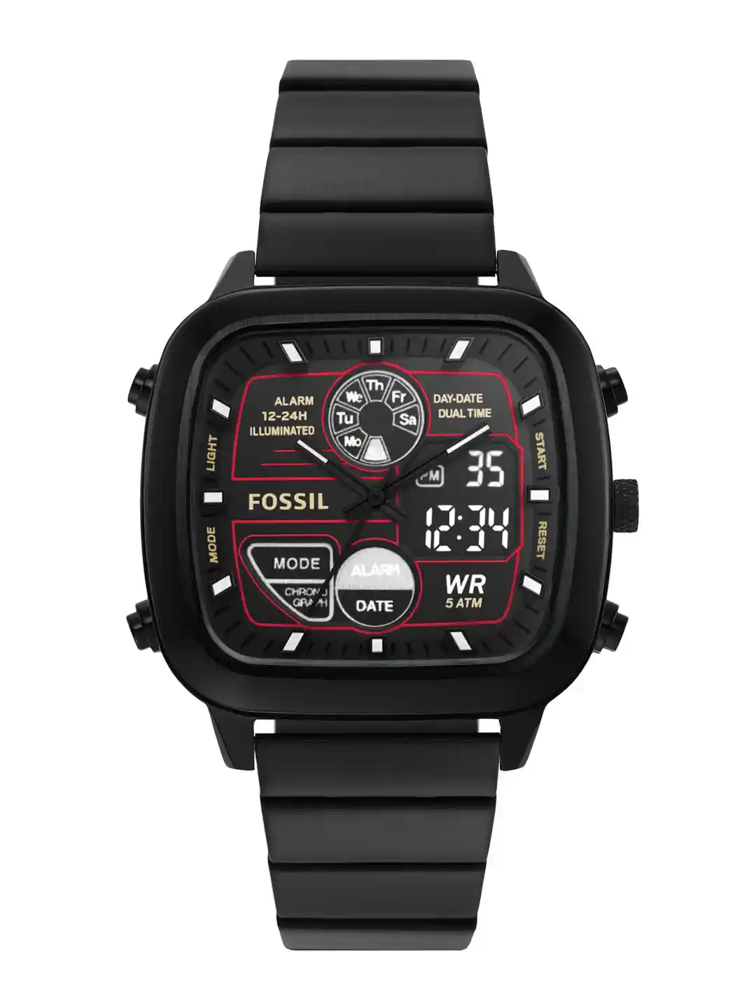 Buy Fossil Men Black Solid Stainless Steel Dial Straps Analogue